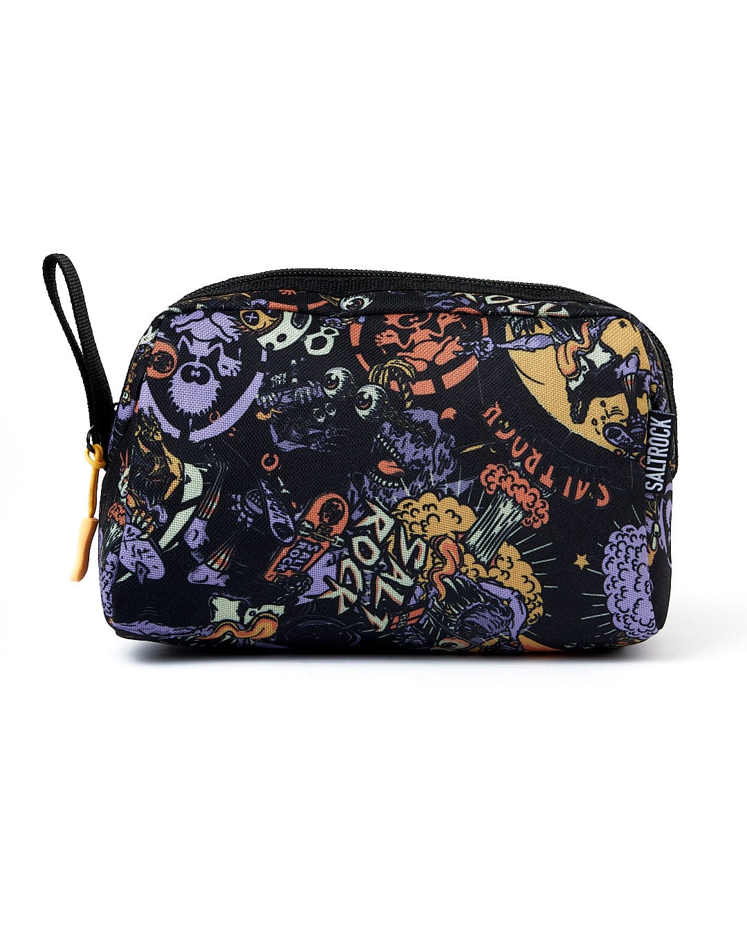 A Creeper Crew - Pencil Case - Black zippered pouch with a colorful design on it by Saltrock.