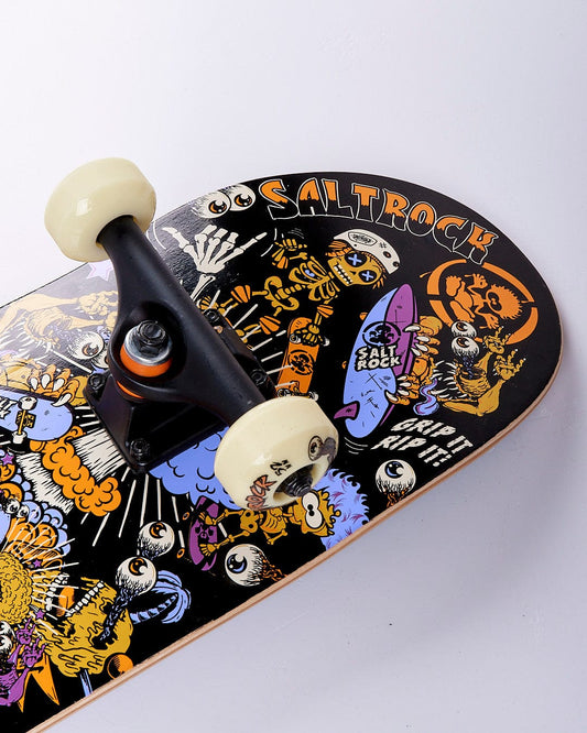A Saltrock Creeper Crew skateboard with a colorful design on it.