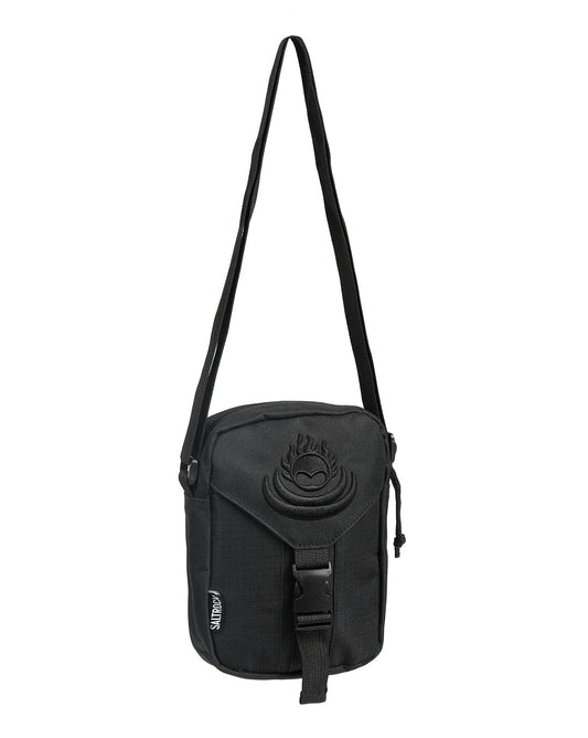 Saltrock Festival Shoulder Bag in Black with an adjustable strap, front flap, and brand logo.
