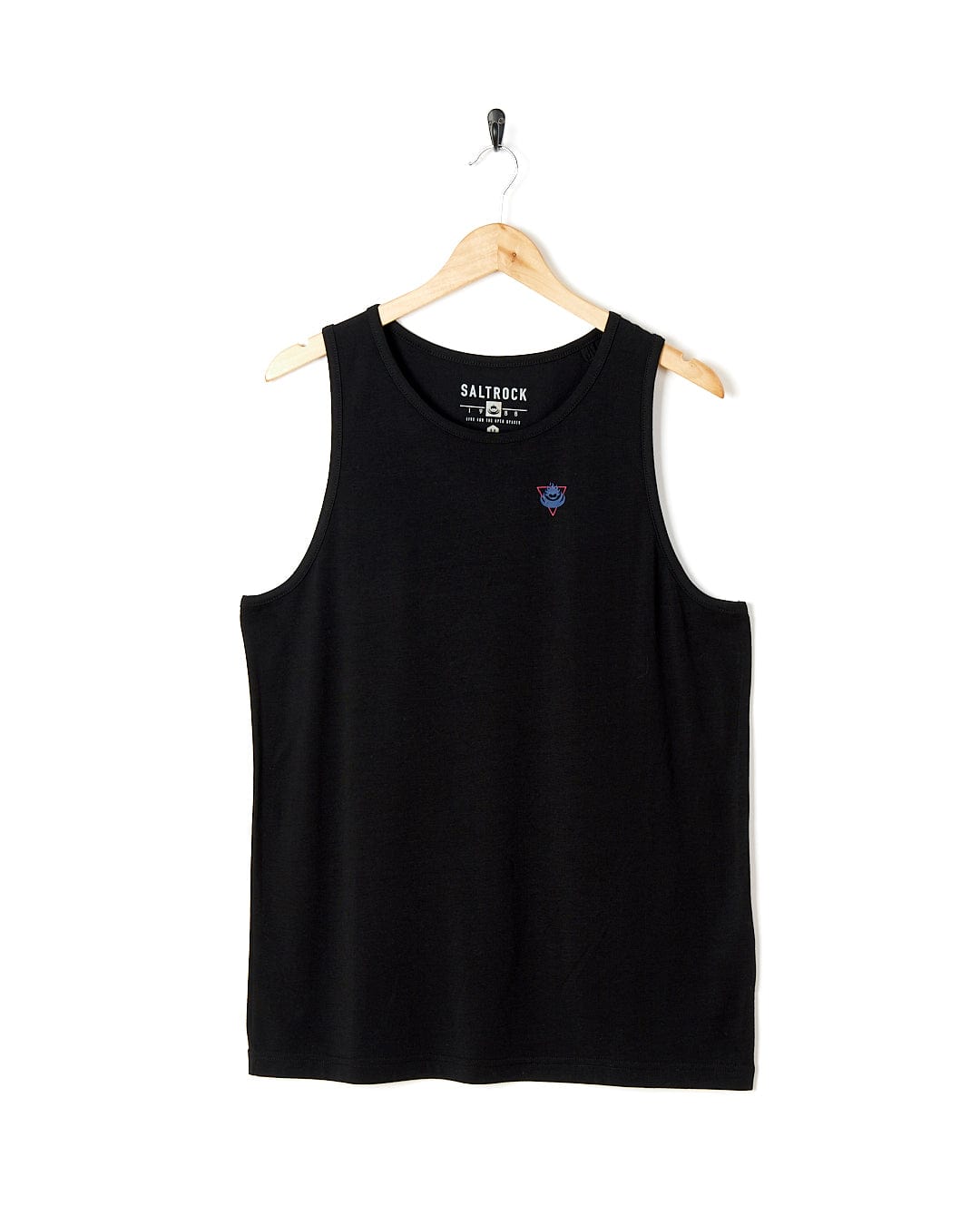 A Flame Tri - Mens Recycled Vest - Black with a heart on it. (Brand: Saltrock)
