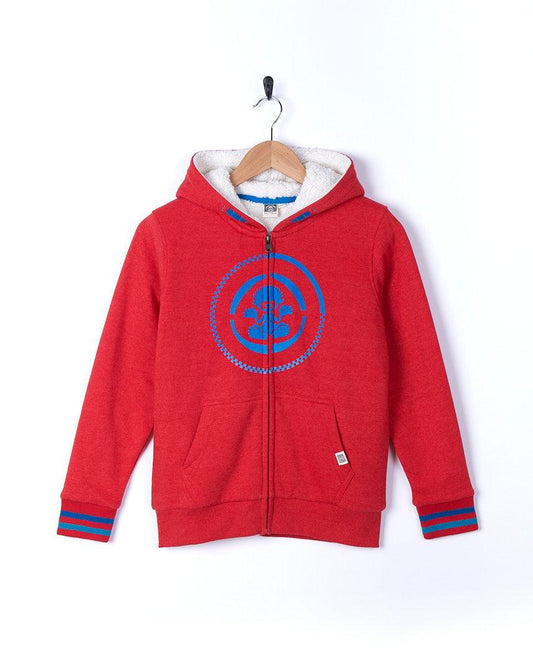 Grader - Boys Fur Lined Hoodie - Red - Saltrock