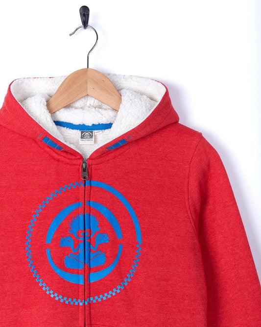 Grader - Boys Fur Lined Hoodie - Red - Saltrock