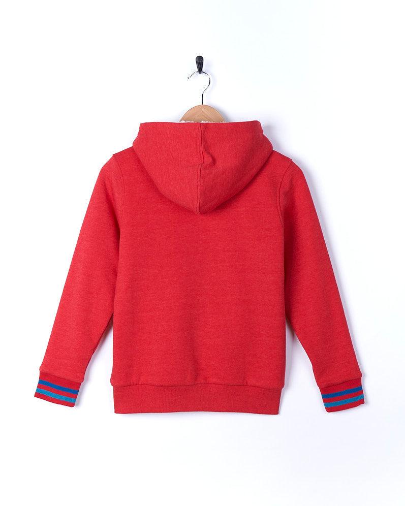 Grader - Boys Fur Lined Hoodie - Red - Saltrock