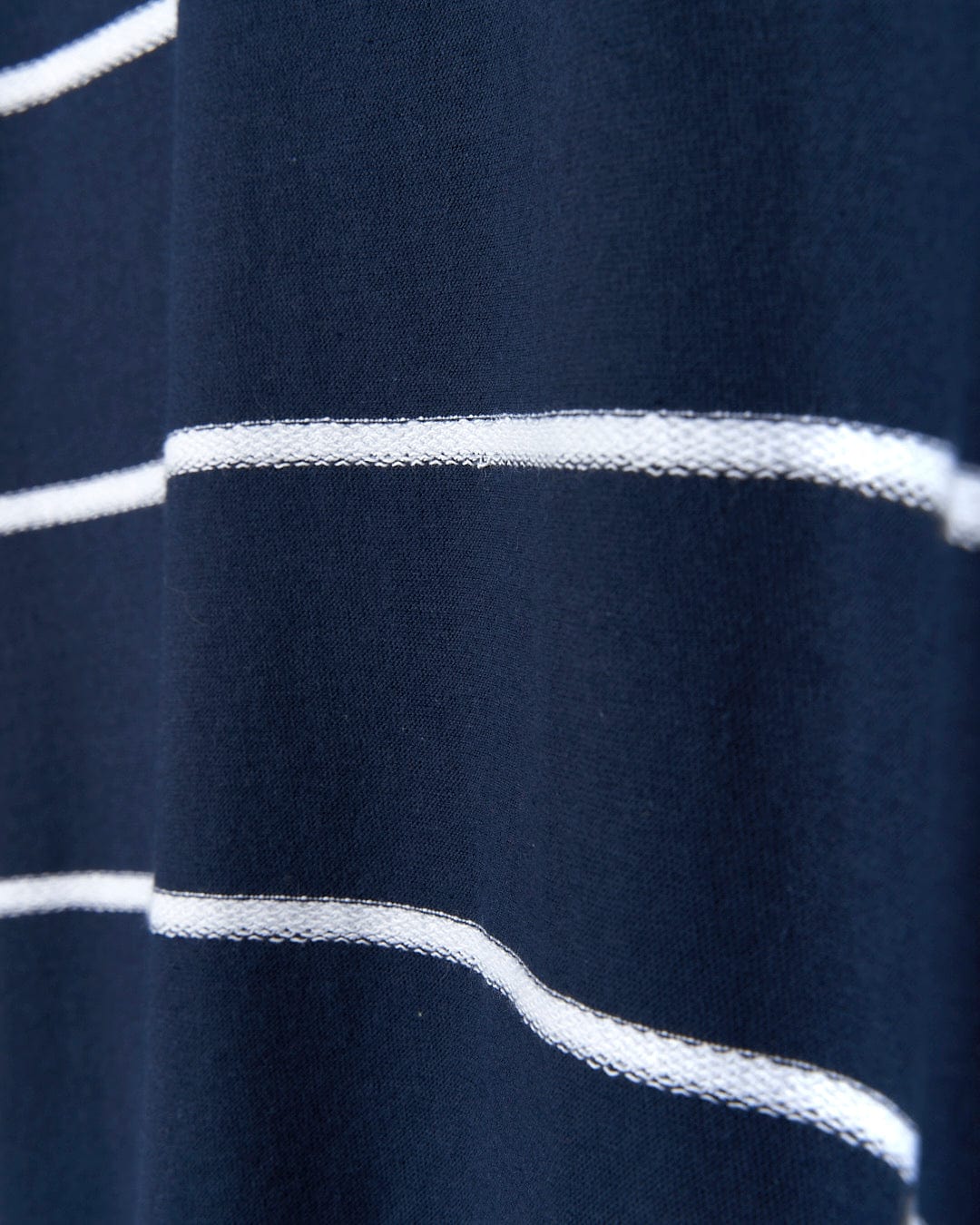 A close up of a Saltrock Hartland - Womens Striped Short Sleeve T-Shirt - Blue.