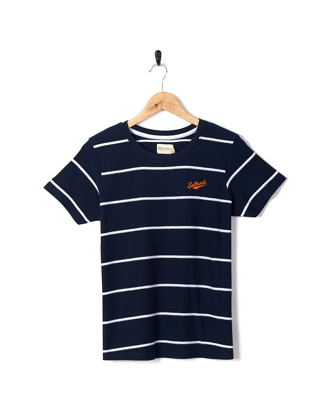 A Hartland - Womens Striped Short Sleeve T-Shirt in Blue.