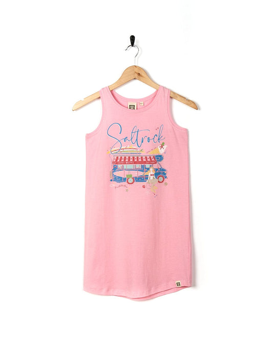 A Ice Cream Dreams - Kids Dress - Light Pink tank top with an image of a truck on it. (Saltrock)