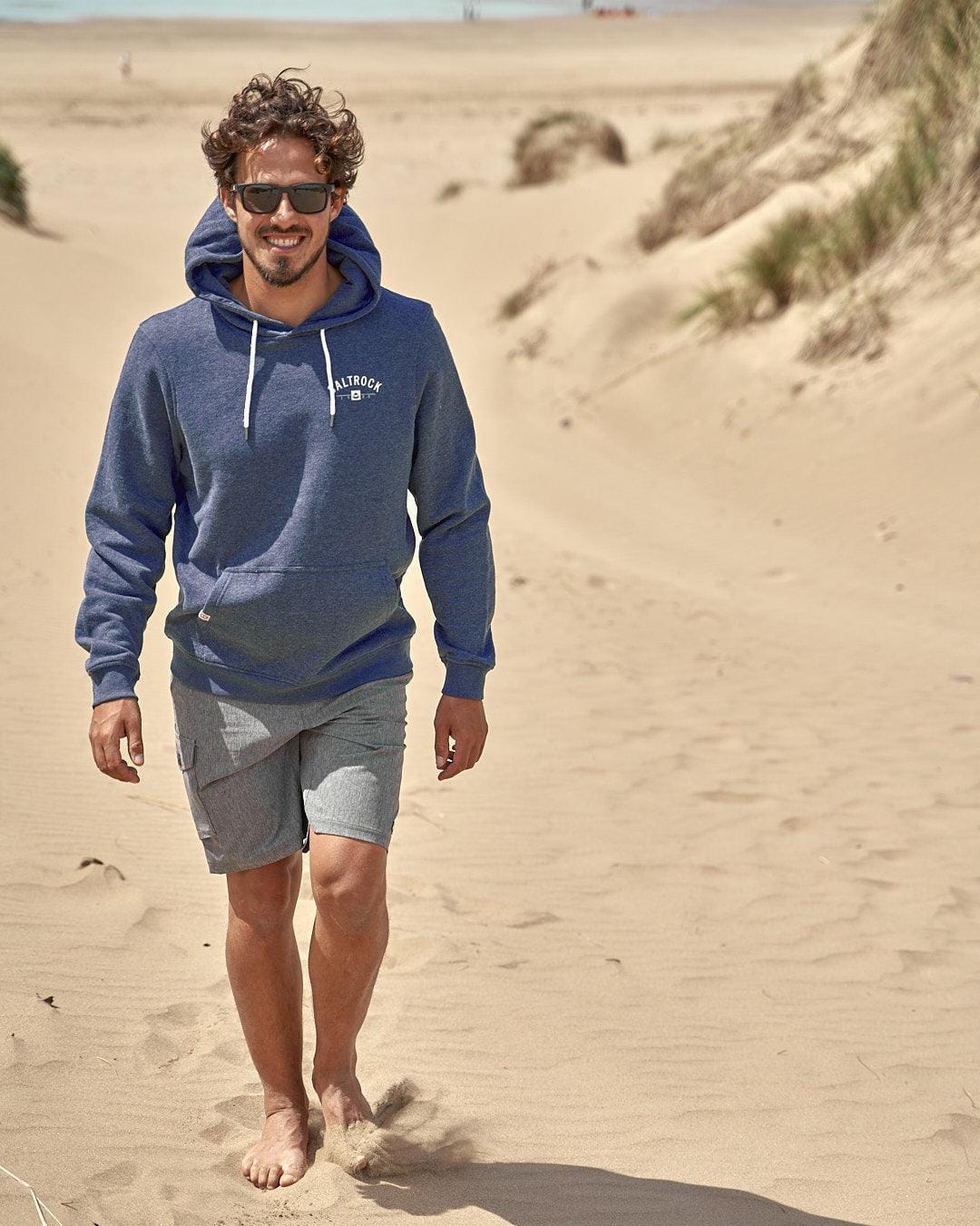 Location - Mens Pop Hoodie - Newquay - Dark Blue - Saltrock