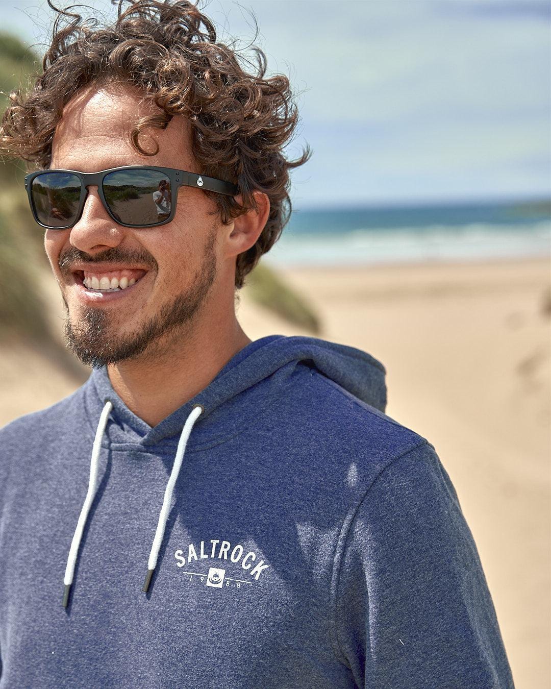 Location - Mens Pop Hoodie - Newquay - Dark Blue - Saltrock