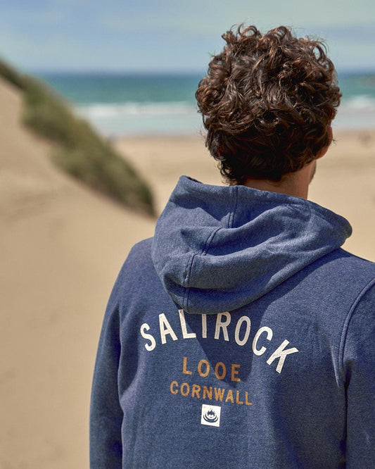 Location - Mens Pop Hoodie - Looe - Dark Blue - Saltrock