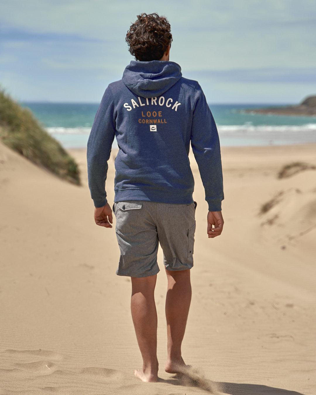 Location - Mens Pop Hoodie - Looe - Dark Blue - Saltrock