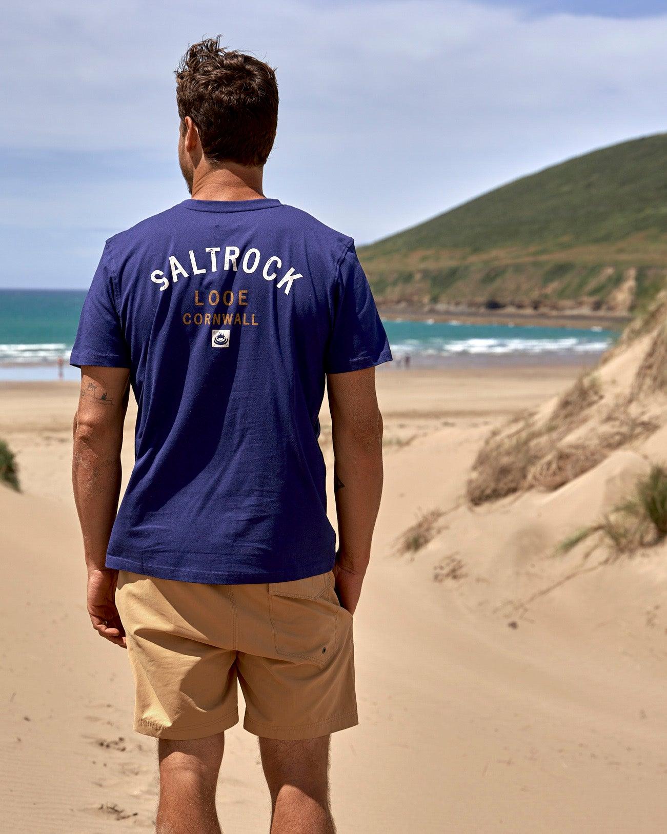 Location - Mens T-Shirt - Looe - Dark Blue - Saltrock