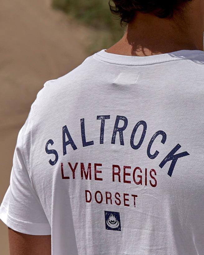 Location - Mens T-Shirt - Lyme Regis - White - Saltrock