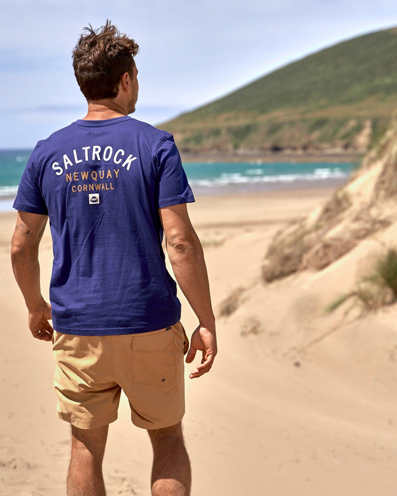 Location - Mens T-Shirt - Newquay - Dark Blue - Saltrock