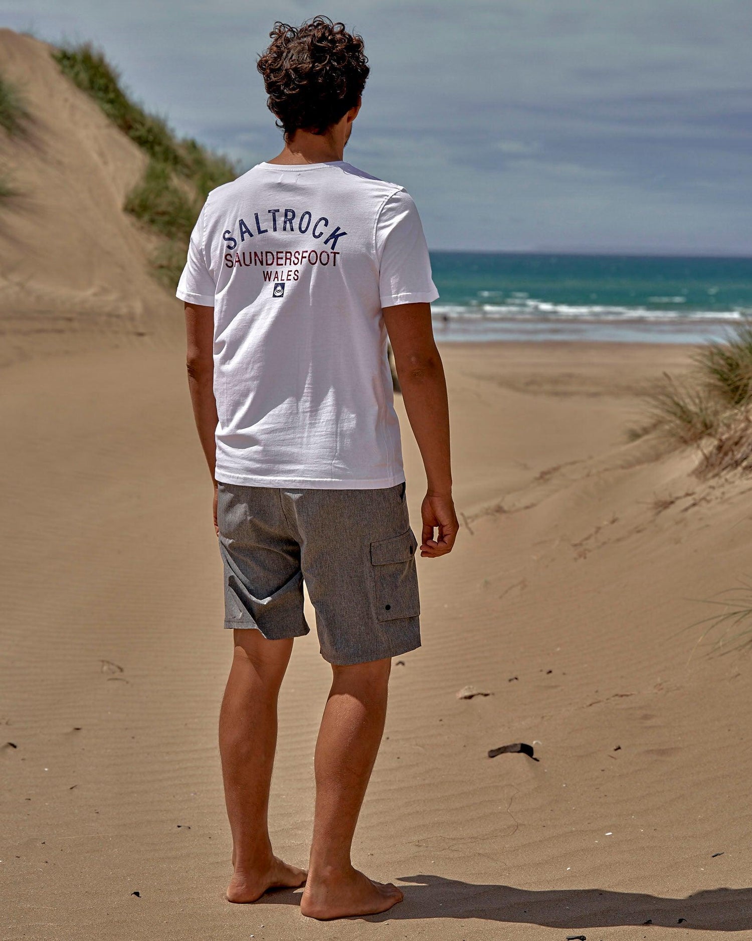 Location - Mens T-Shirt - Saundersfoot - White - Saltrock