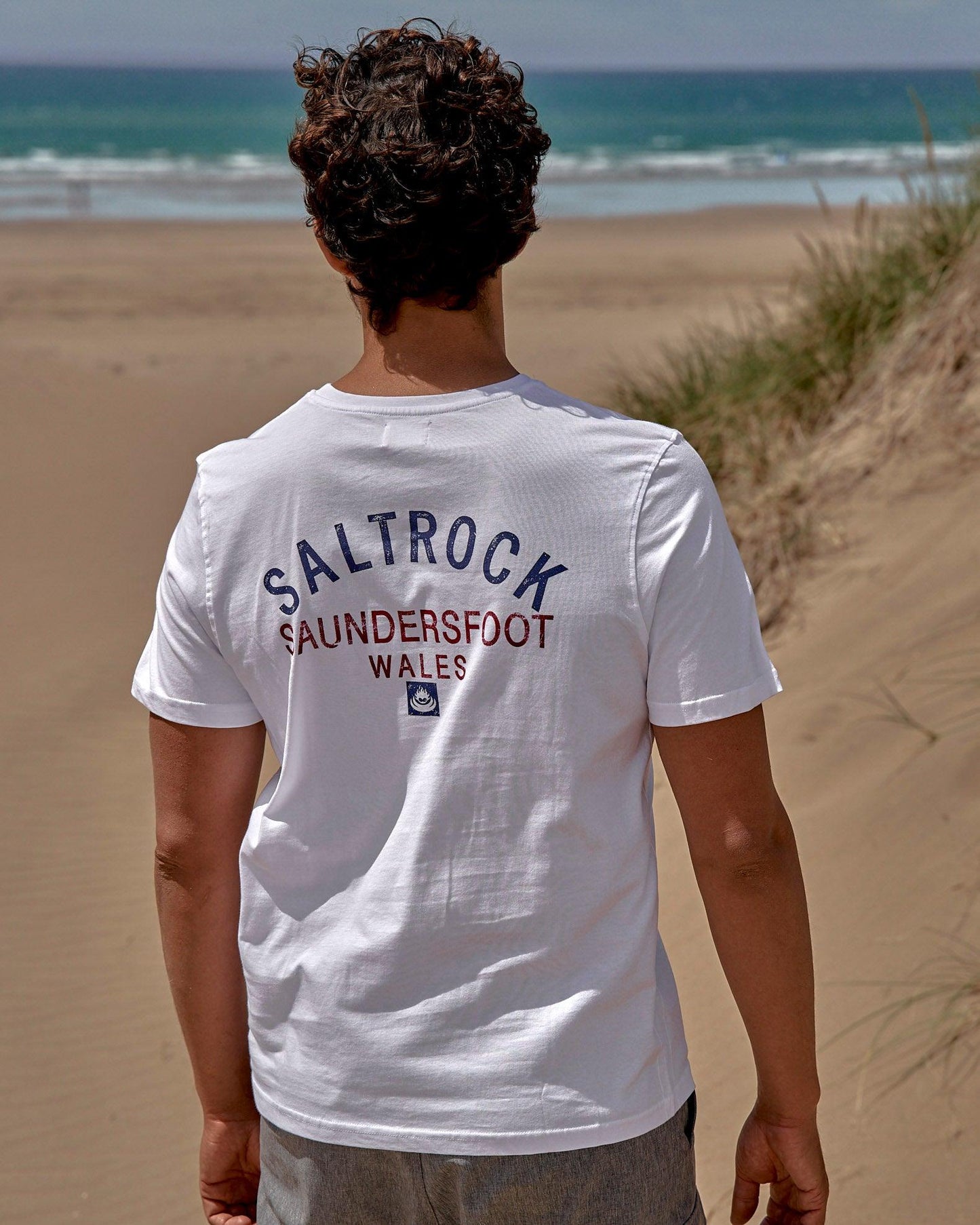 Location - Mens T-Shirt - Saundersfoot - White - Saltrock