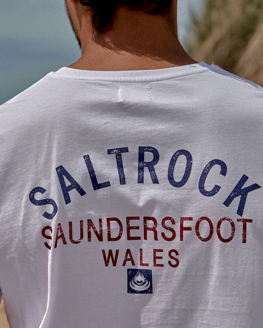 Location - Mens T-Shirt - Saundersfoot - White - Saltrock