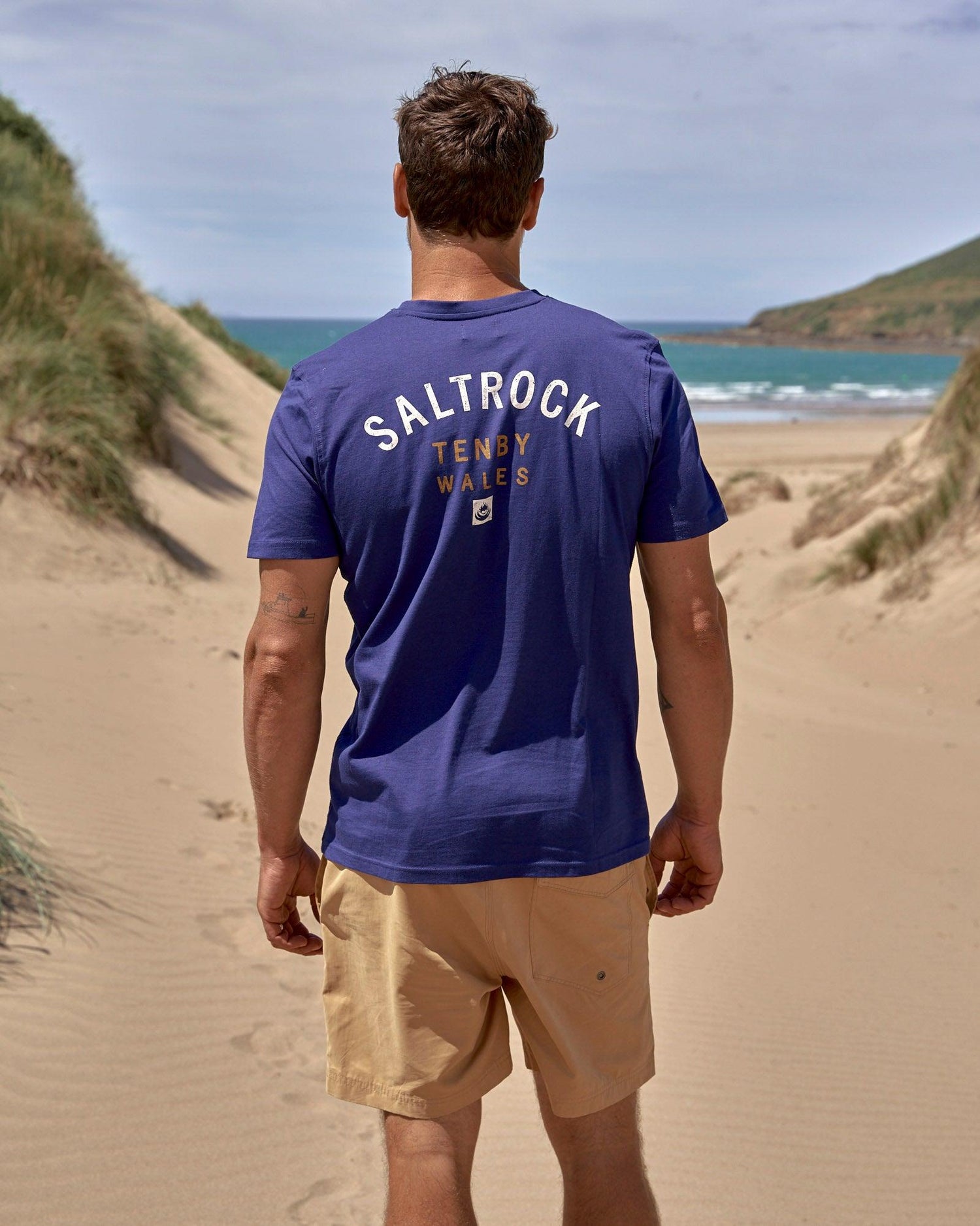 Location - Mens T-Shirt - Tenby - Dark Blue - Saltrock