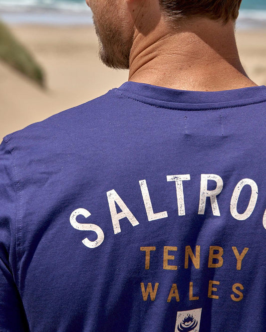 Location - Mens T-Shirt - Tenby - Dark Blue - Saltrock