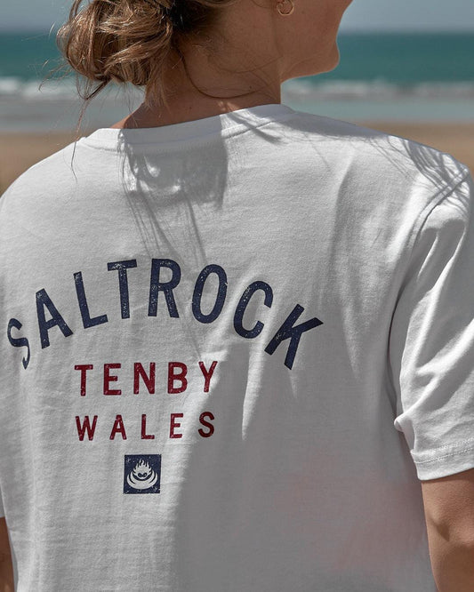 Location - Womens T-Shirt - Tenby - White - Saltrock