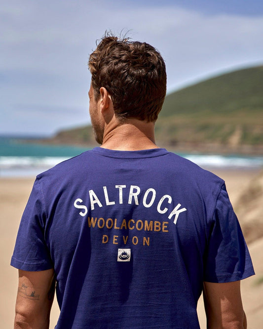 Location - Mens T-Shirt - Woolacombe - Dark Blue - Saltrock