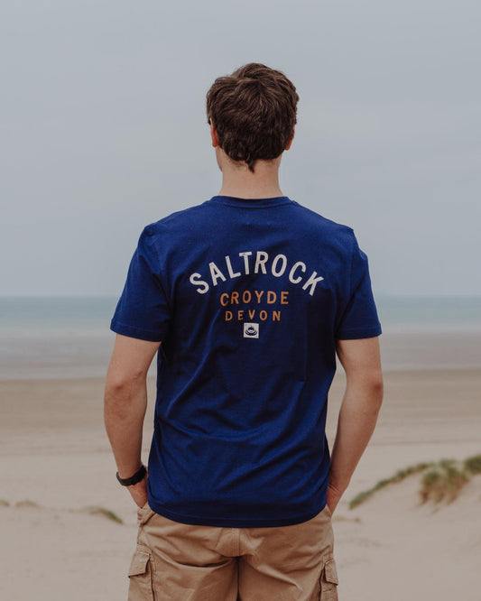 Location - Mens T-Shirt - Croyde - Blue - Saltrock