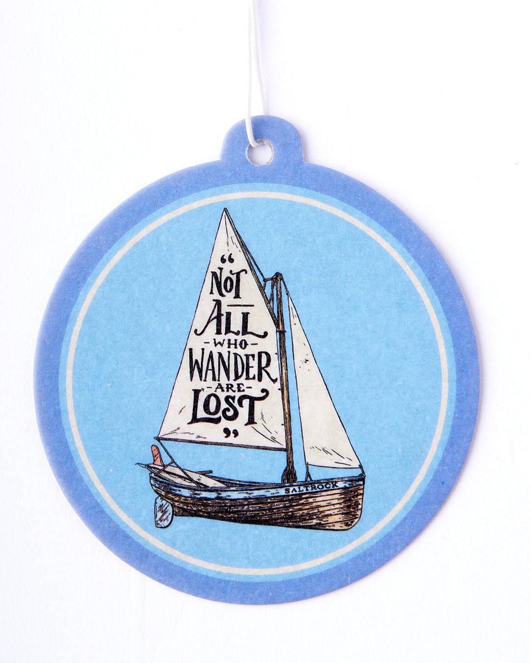 A Lost Ships - Air Freshener - Blue ornament with a sailboat on it, by Saltrock.