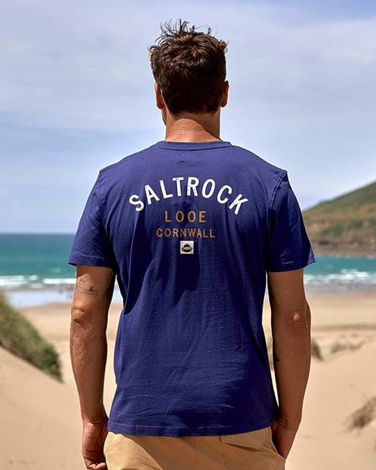 Location - Mens T-Shirt - Looe - Dark Blue - Saltrock