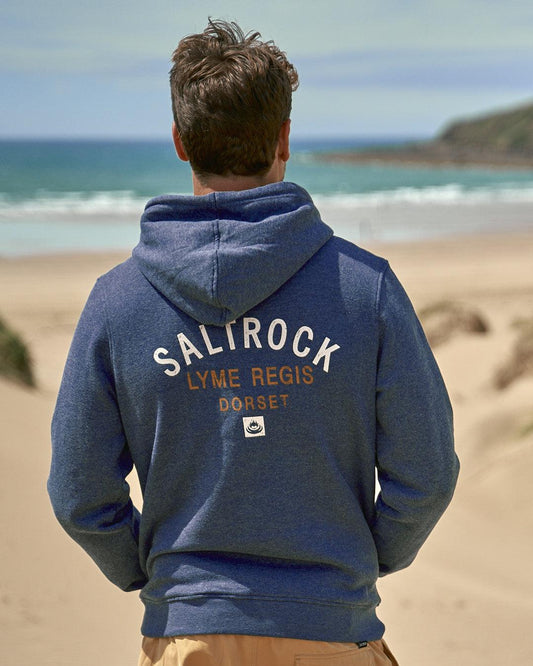 Location - Mens Pop Hoodie - Lyme Regis - Dark Blue - Saltrock