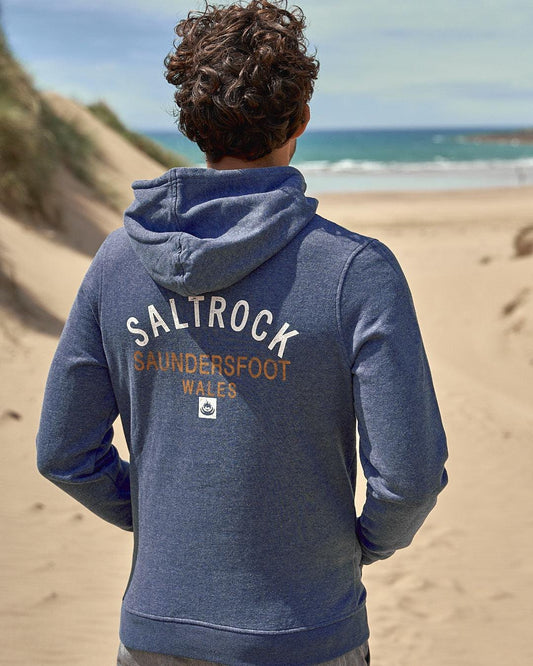 Location - Mens Pop Hoodie - Saundersfoot - Dark Blue - Saltrock