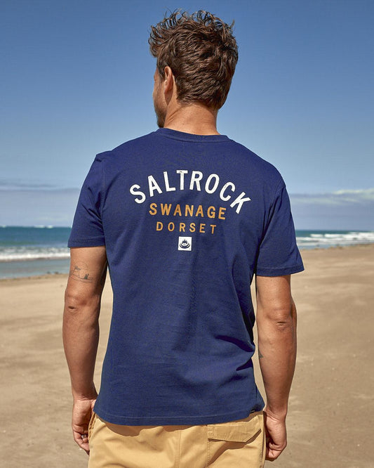 Location Mens T-Shirt - Swanage - Blue - Saltrock
