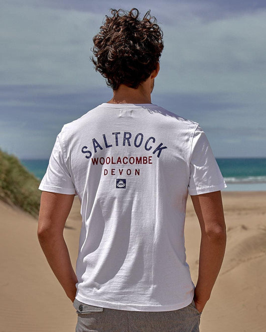 Location - Mens T-Shirt - Woolacombe - White - Saltrock
