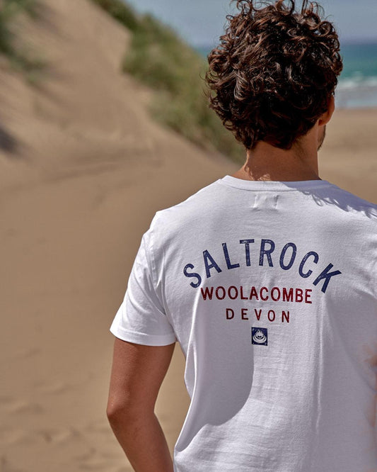 Location - Mens T-Shirt - Woolacombe - White - Saltrock