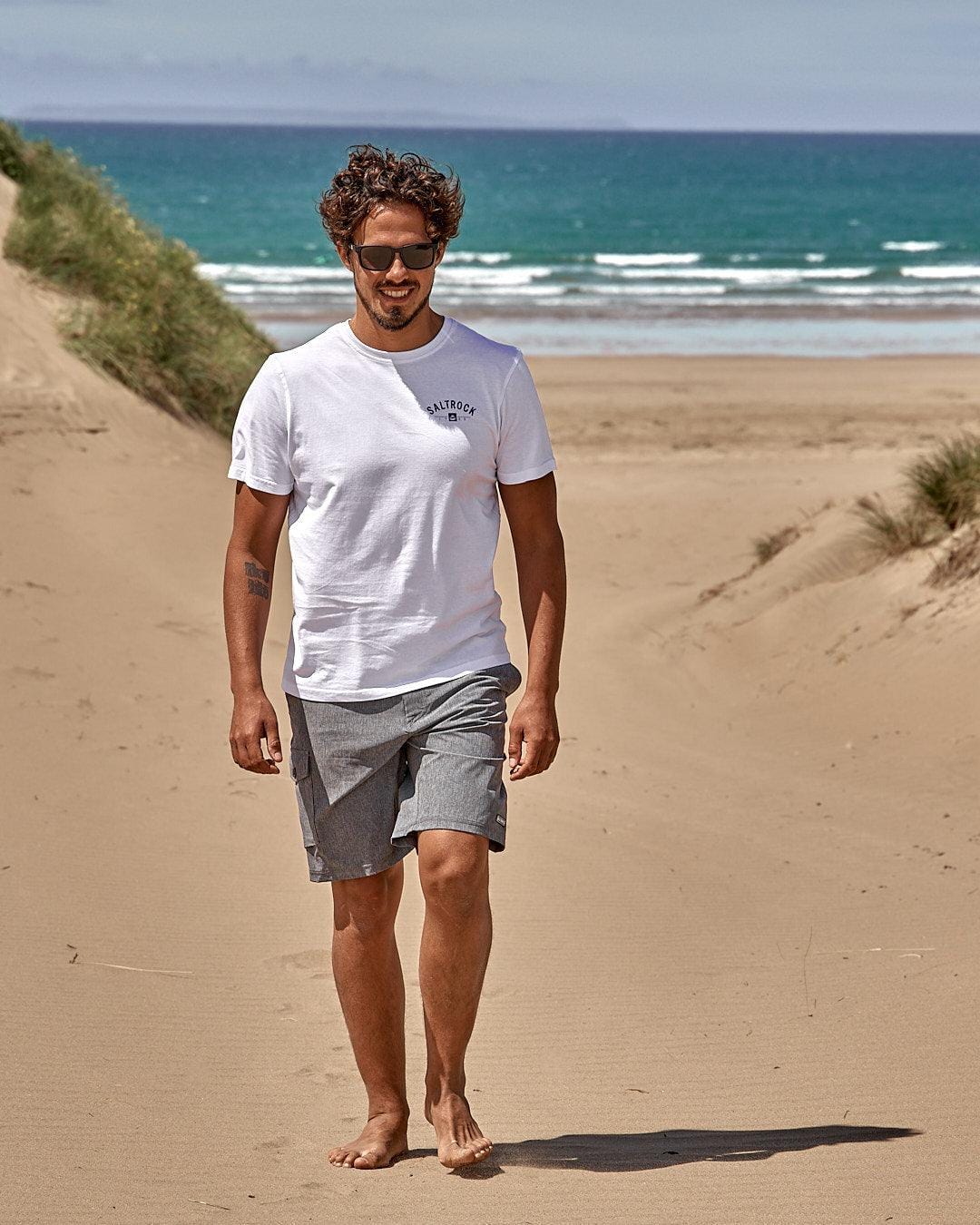 Location - Mens T-Shirt - Woolacombe - White - Saltrock
