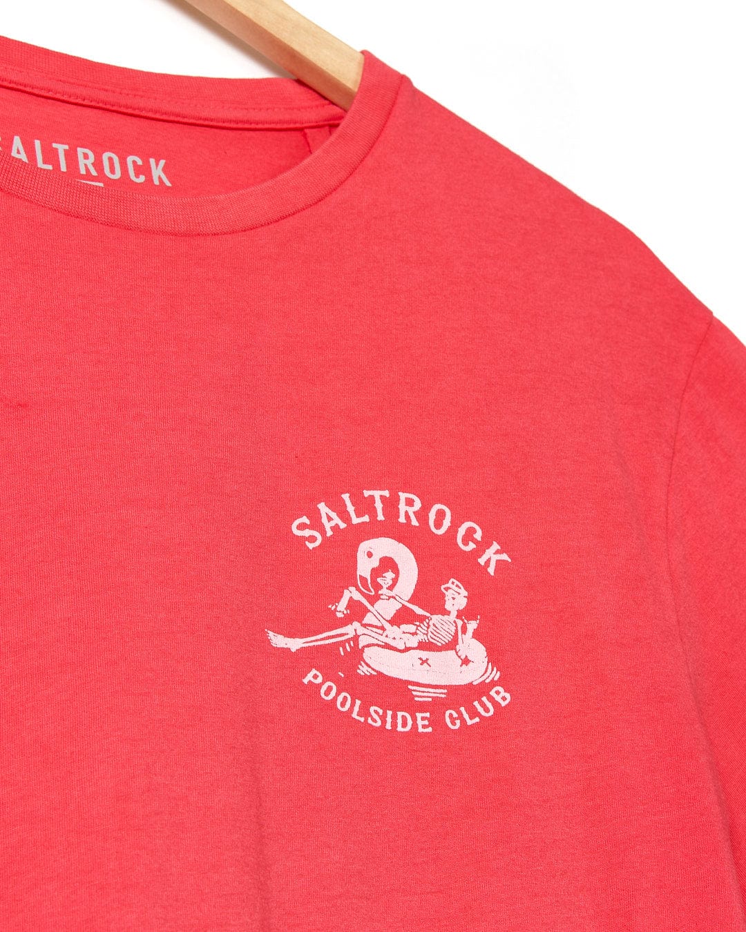 A pink Poolside - Mens Dip Die Short Sleeve T-Shirt that says Saltrock polo club.