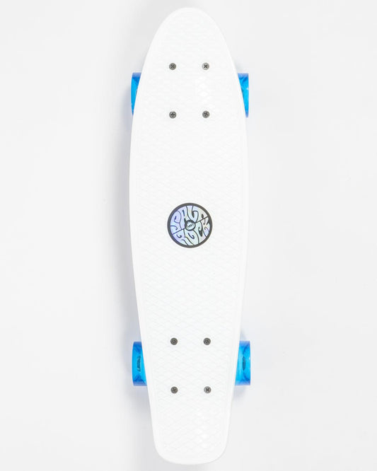 Retroride - Mini Skateboard with Flashing Wheels - White/Blue - Saltrock