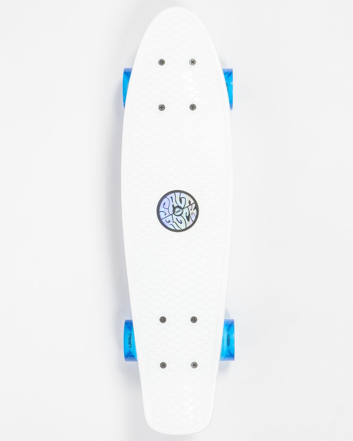 Retroride - Mini Skateboard with Flashing Wheels - White/Blue - Saltrock