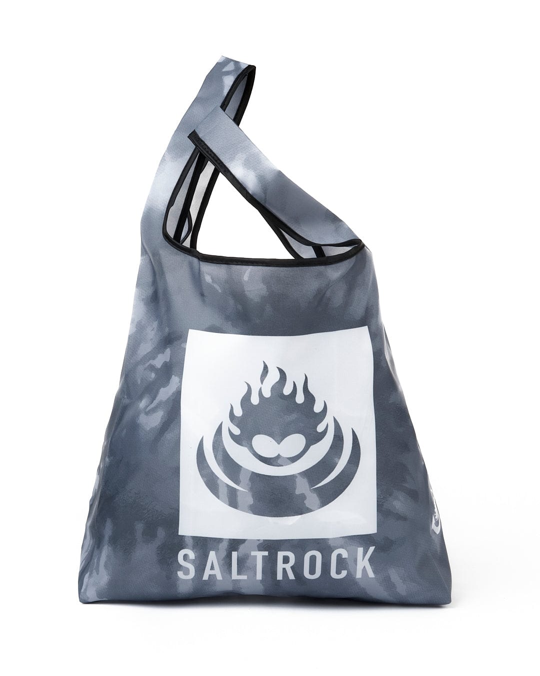 A sustainable Salvage - Recycled Shopper Bag - Dark Grey, made from recycled materials, featuring the iconic Saltrock logo.