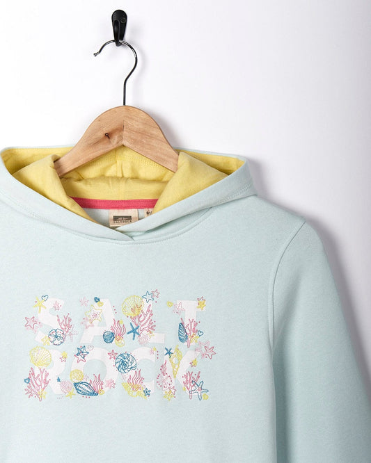 A Seabed - Kids Pop Hoodie - Light Blue with flowers on it by Saltrock.