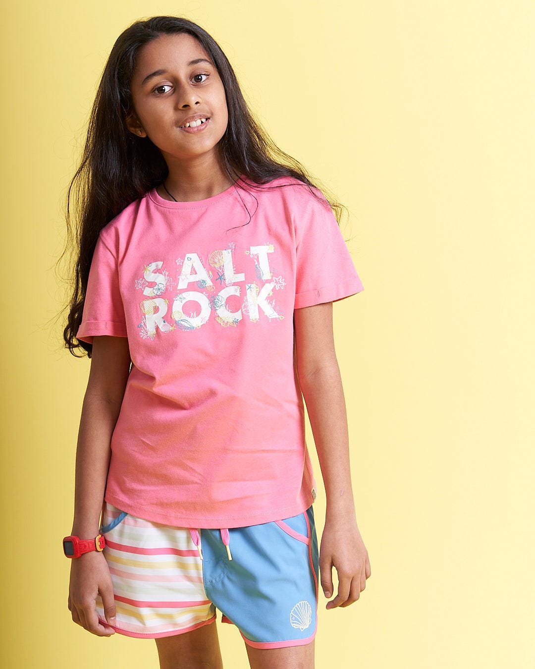 A girl in a Seabed - Kids Short Sleeve T-Shirt - Pink from Saltrock.