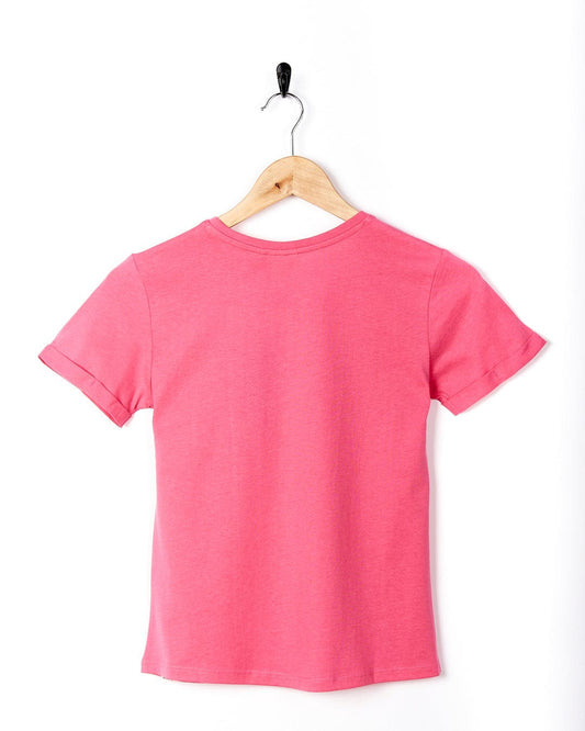 A Saltrock Seabed - Kids Short Sleeve T-Shirt - Pink on a swinger.
