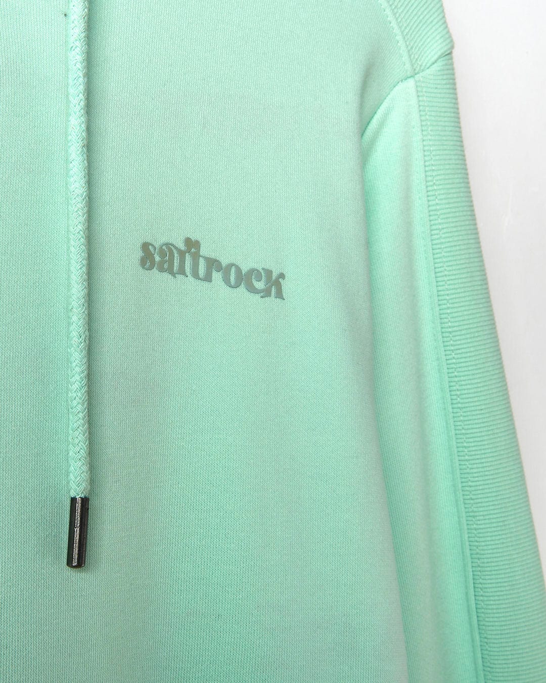 A Shelley - Womens Pop Hoodie - Light Green with the brand name Saltrock on it.
