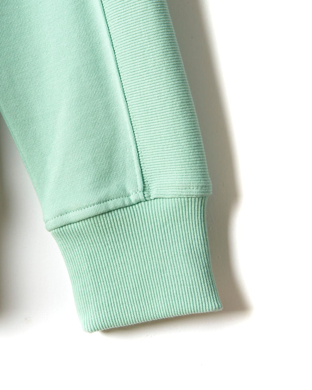 A close up of a Shelley - Womens Pop Hoodie - Light Green sweatshirt by Saltrock.