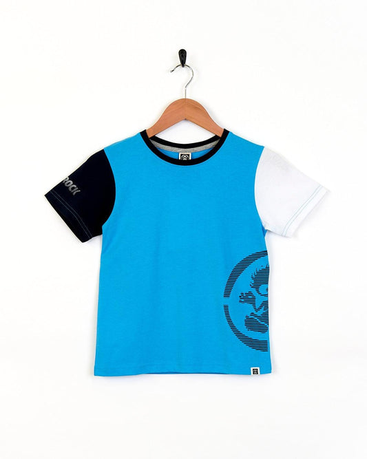 Slice Panel - Boys Short Sleeve Tee - Bright Blue - Saltrock