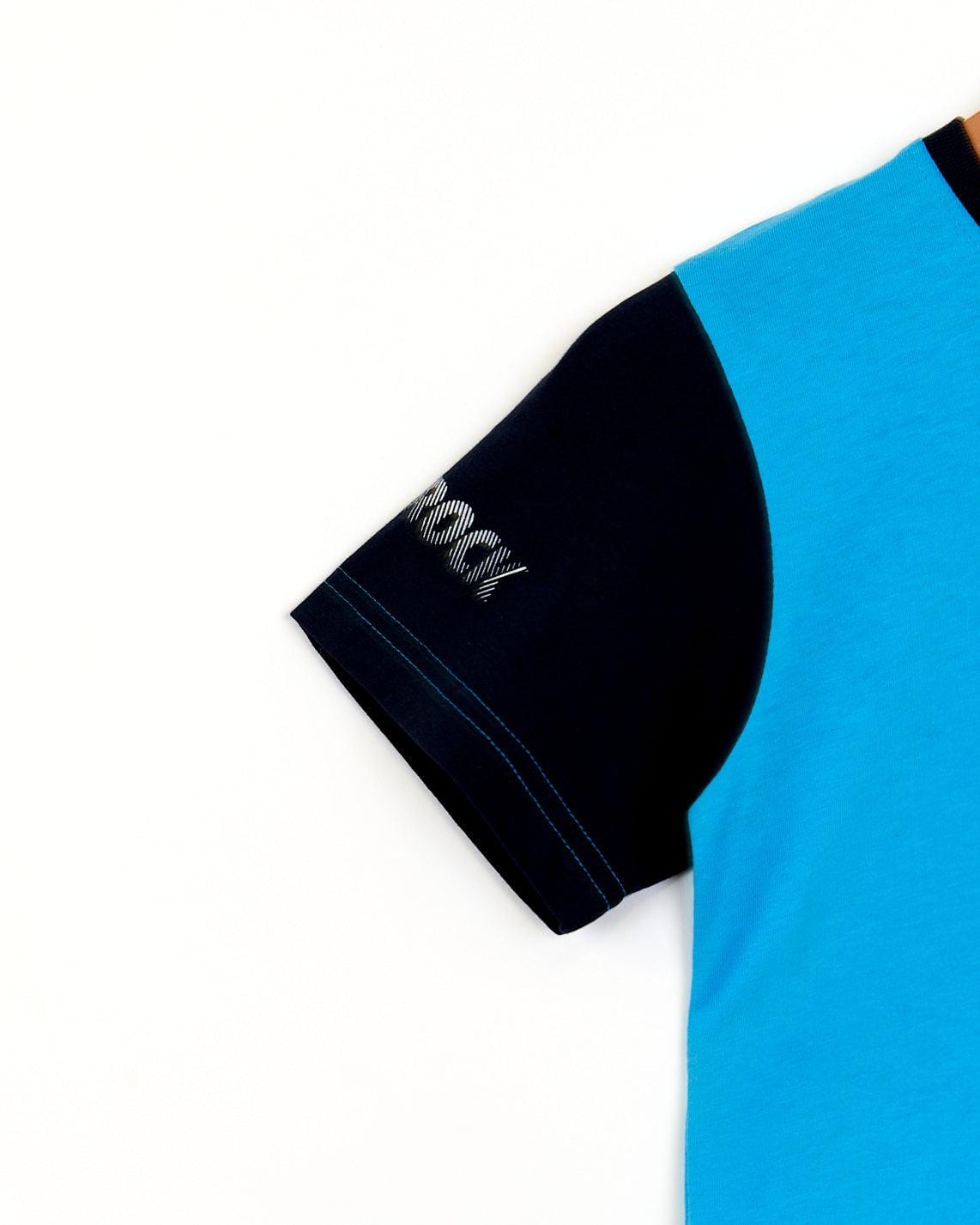 Slice Panel - Boys Short Sleeve Tee - Bright Blue - Saltrock