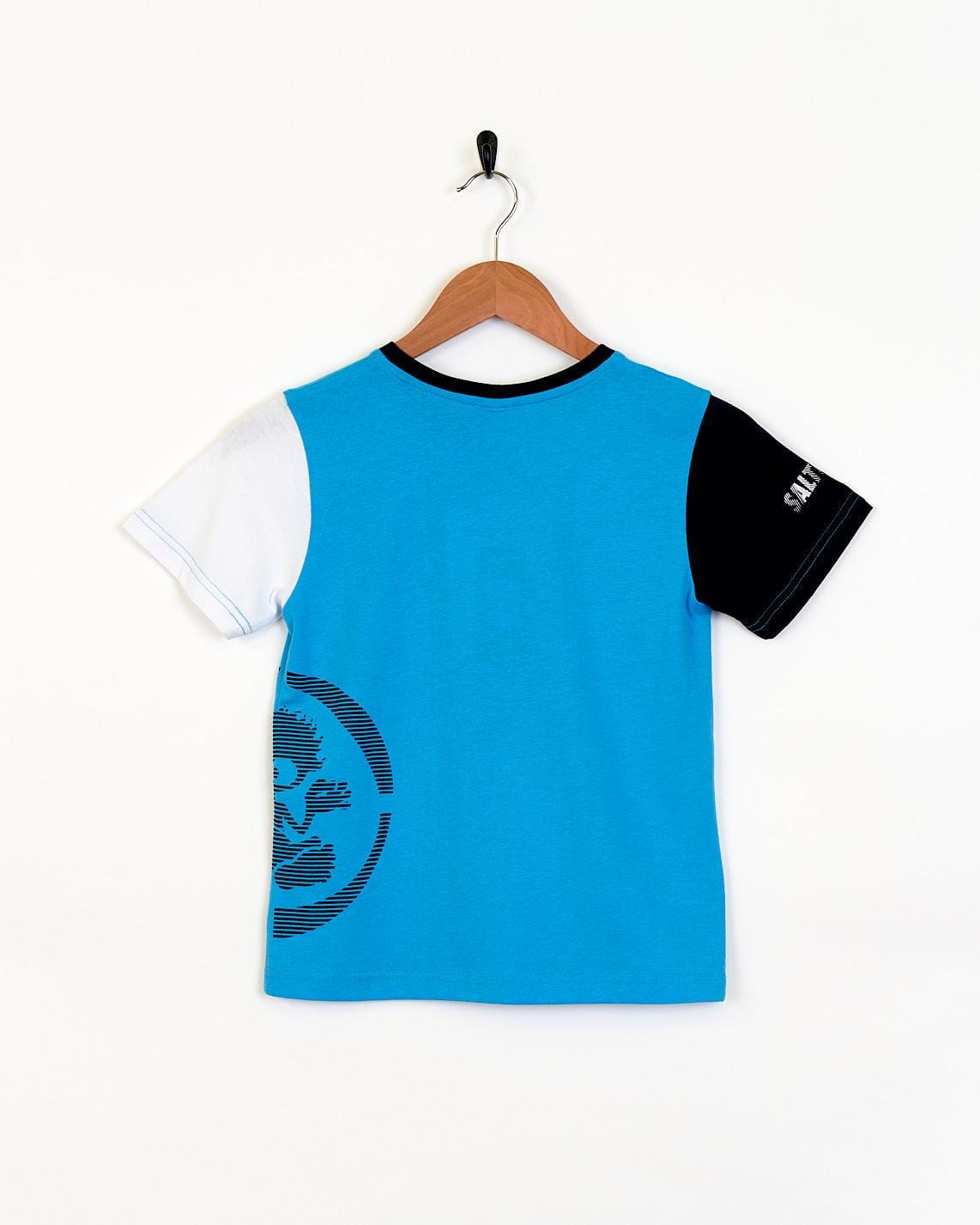 Slice Panel - Boys Short Sleeve Tee - Bright Blue - Saltrock
