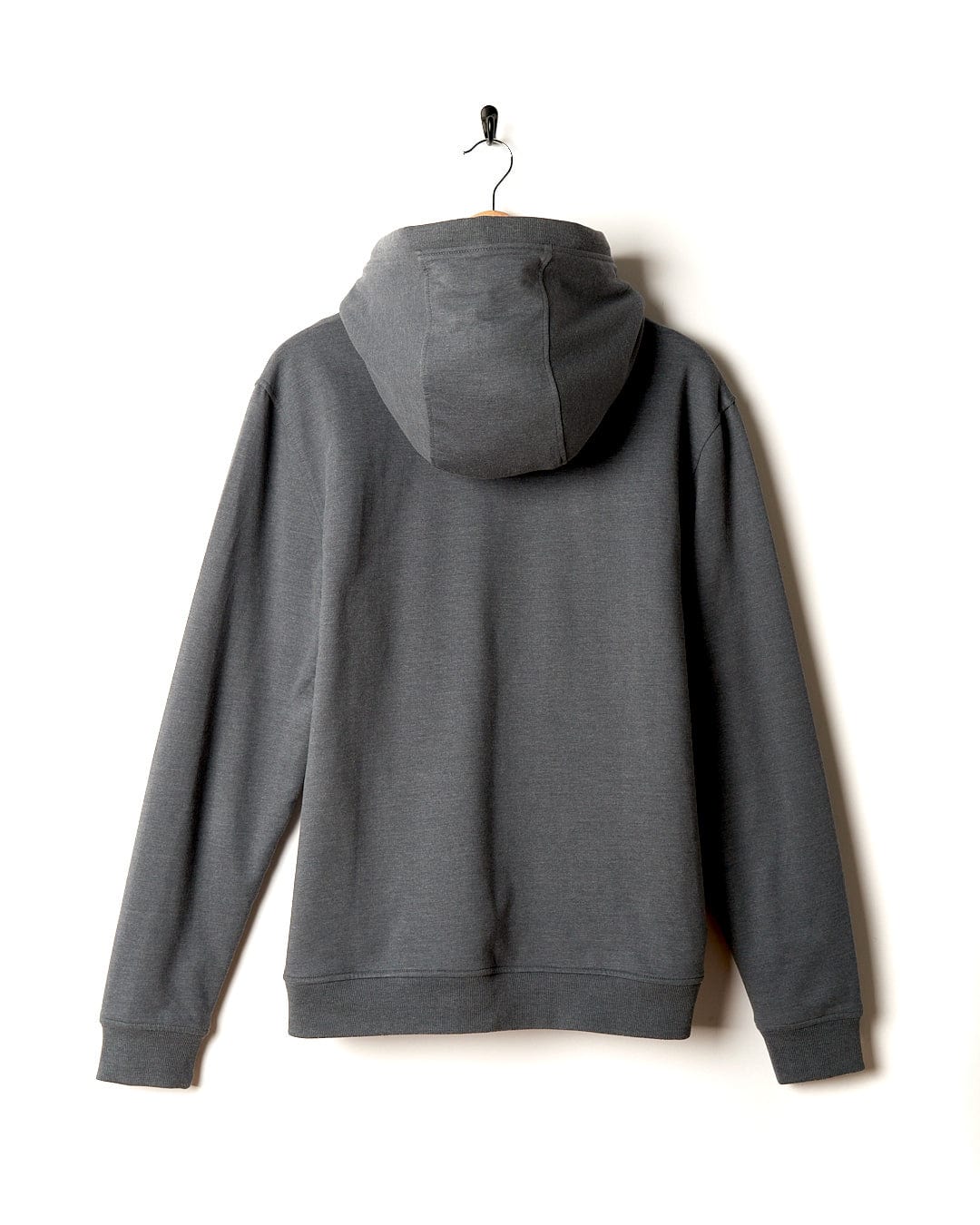 A Speed - Mens Borg Lined Hoodie - Grey by Saltrock hanging on a white wall.