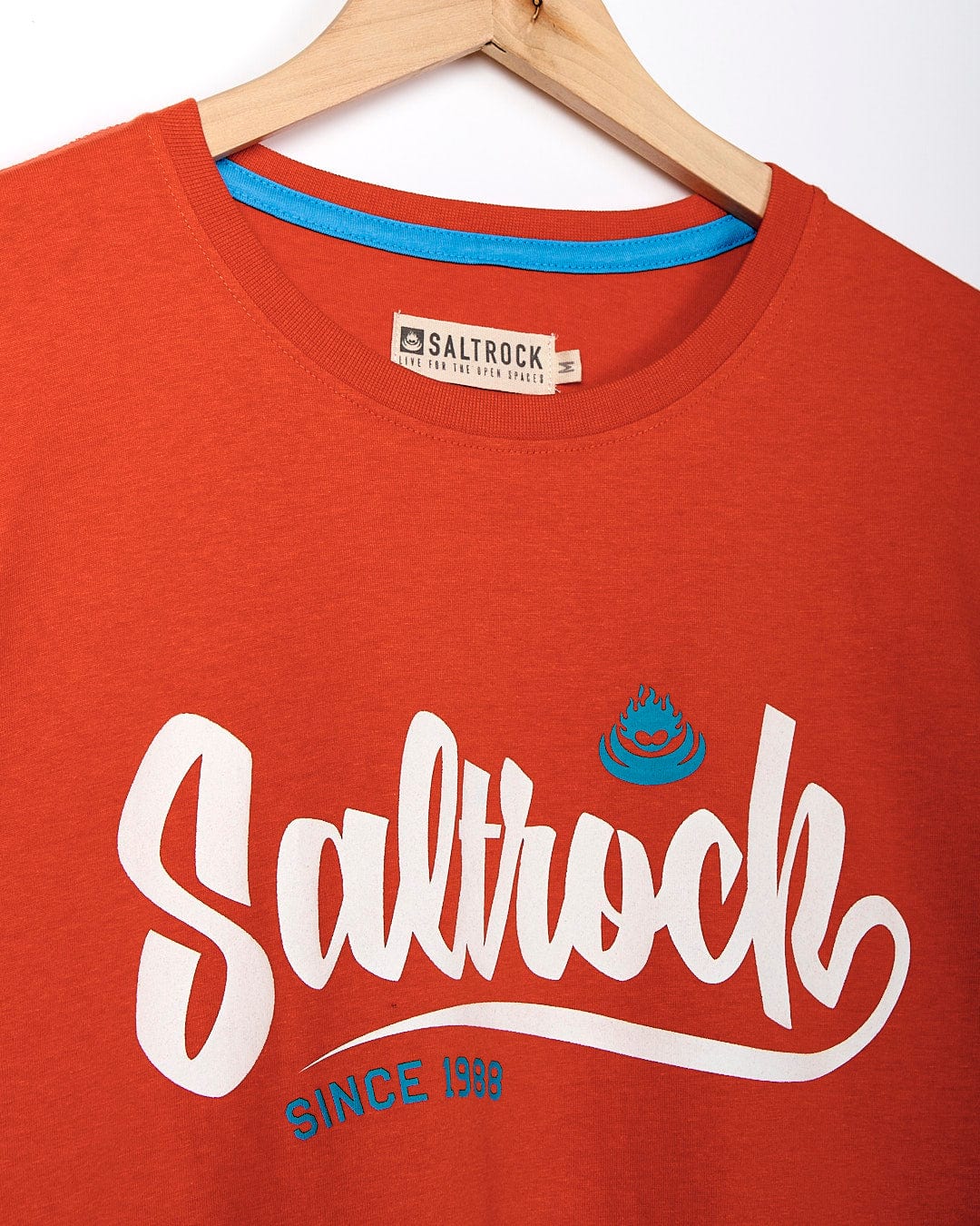 A Speed - Mens Short Sleeve T-Shirt - Red with the brand name Saltrock on it.