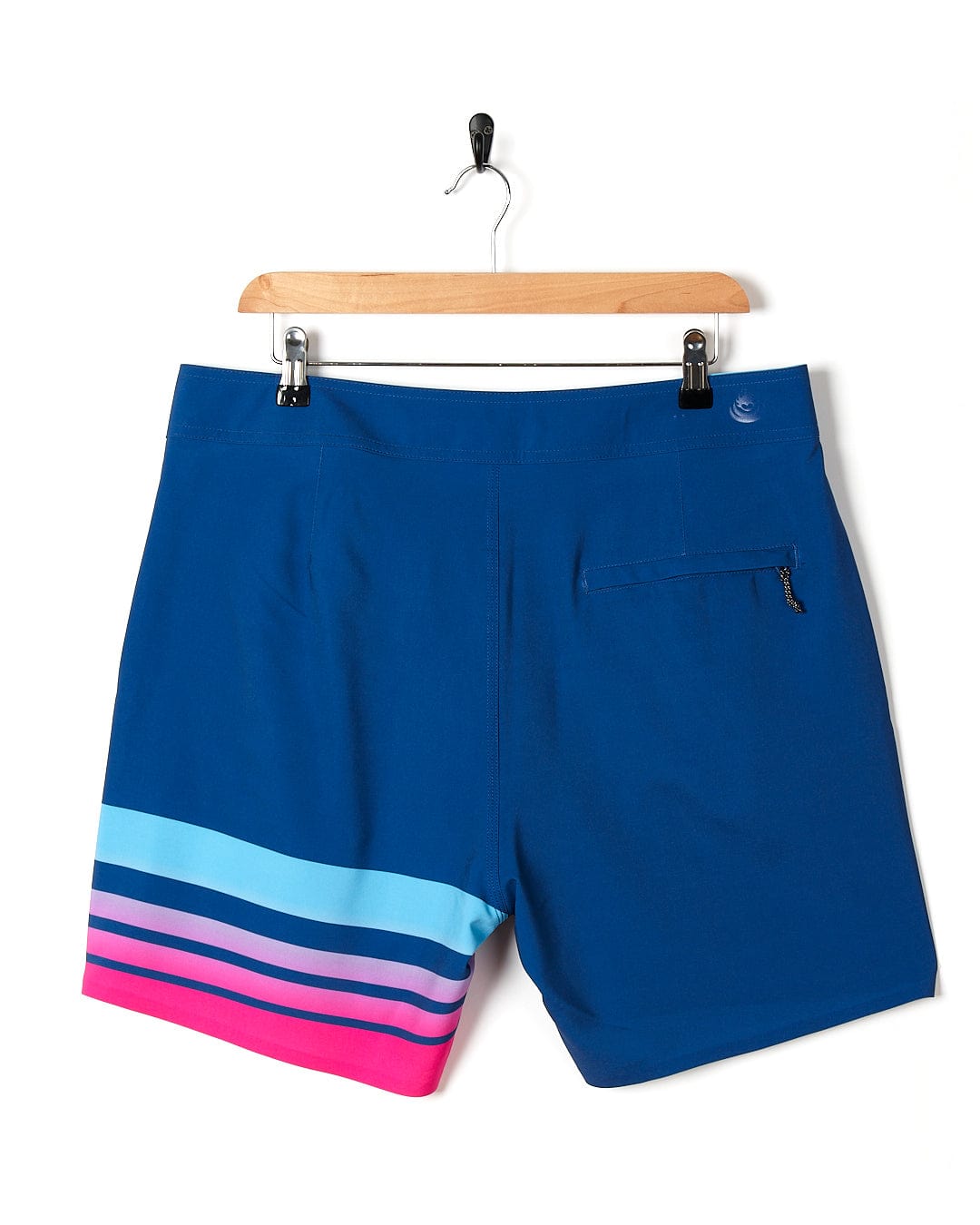 A Splash Gradient - Mens Boardshort - Dark Blue with striped stripes. Brand Name: Saltrock
