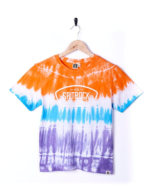 A Saltrock Sunray Skate - Boys Tie Dye Short Sleeve T-Shirt - Orange with the word vans on it.