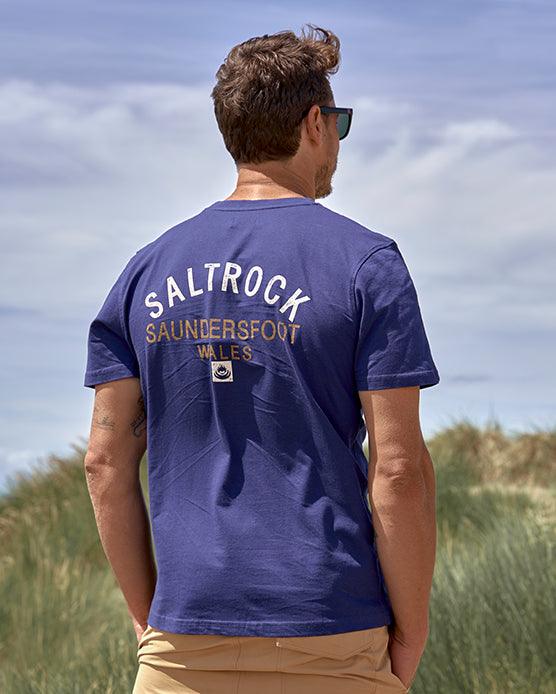 Location - Mens T-Shirt - Saundersfoot - Dark Blue - Saltrock